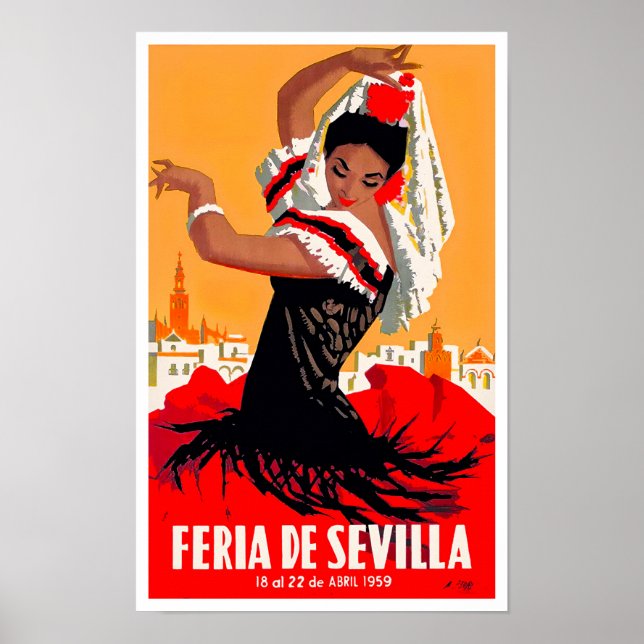 1959 Feria de Sevilla vintage travel Poster (Front)