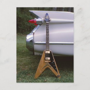 1959 Futuristic Electric Guitar & Car Postcard