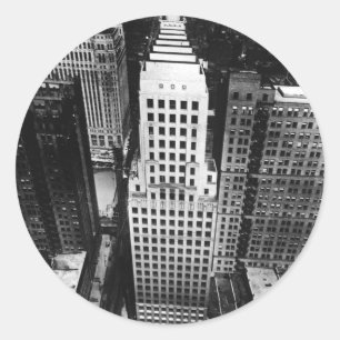 1960:  An aerial view of a Chicago skyscraper Classic Round Sticker