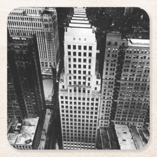 1960: An aerial view of a Chicago skyscraper Square Paper Coaster