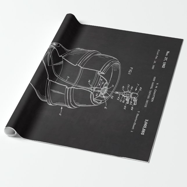 1960 Beer Barrel Patent Wrapping Paper (Unrolled)