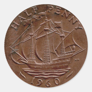 1960 British ha'penny sticker