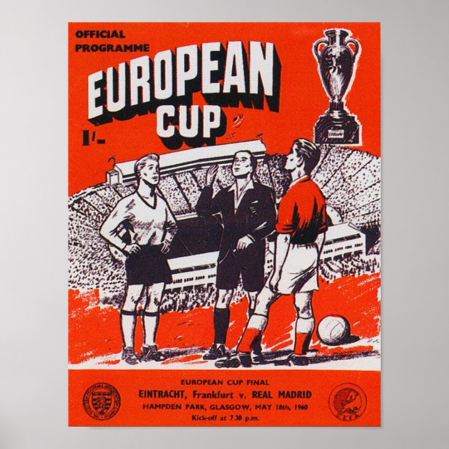 1960 EURO CUP PROGRAMME POSTER PRINT (Front)