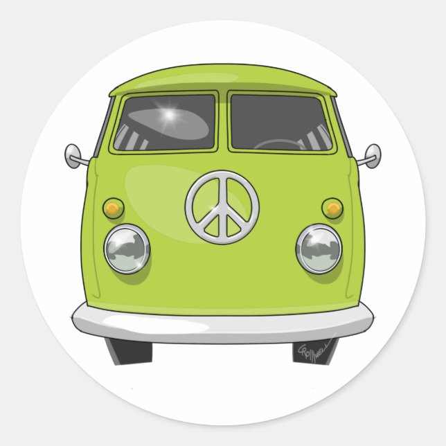 1960 Hippie Van Classic Round Sticker (Front)