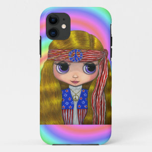 1960s, 1970s Hippie Chick in Stars and Stripes Case-Mate iPhone Case