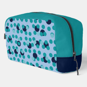1960s-70s Pop Geometric Mid-Century Teal Bubbles Dopp Kit