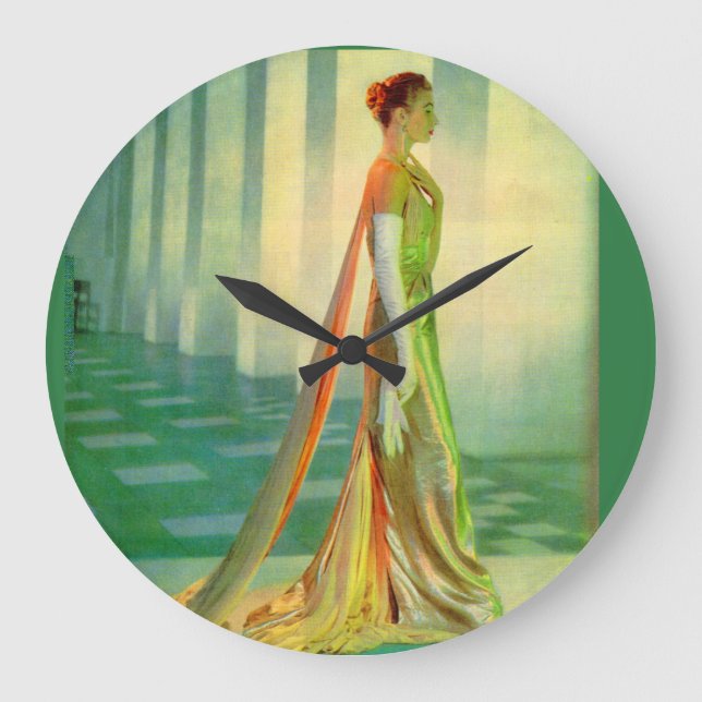 1960s beautiful lady in evening gown large clock (Front)
