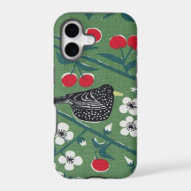 1960s Bird Cherry Vintage Barkcloth Phone Case