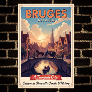 1960s Bruges, Belgium Vintage Travel Poster
