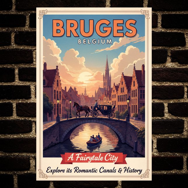1960s Bruges, Belgium Vintage Travel Poster (Creator Uploaded)