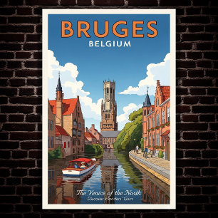 1960s Bruges, Belgium Vintage Travel Poster