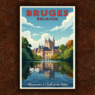 1960s Bruges, Belgium Vintage Travel Poster