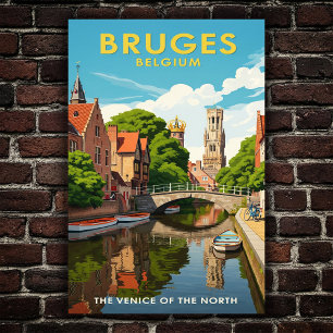 1960s Bruges, Belgium Vintage Travel Poster
