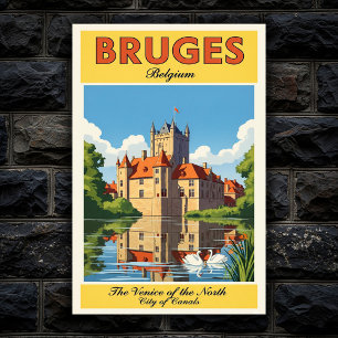 1960s Bruges, Belgium Vintage Travel Poster