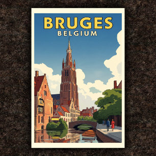 1960s Bruges, Belgium Vintage Travel Poster