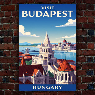 1960s Budapest, Hungary Vintage Travel Poster