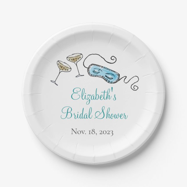 1960s Cocktail Party Hand-Illustrated Girly 1960s Paper Plate (Front)