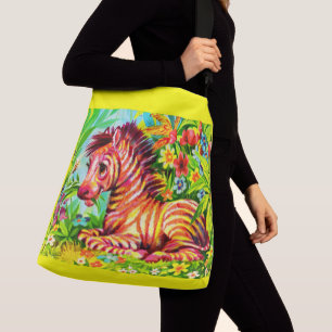 1960s colourful zebra print crossbody bag