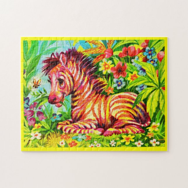 1960s colourful zebra print jigsaw puzzle (Horizontal)