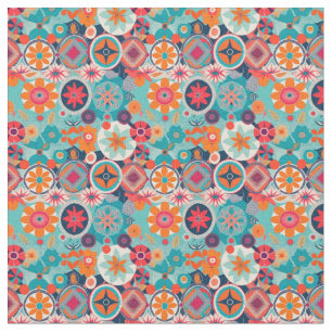 1960's Flowers and Mandalas Fabric