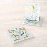 1960s Funky Corners Mid Century Modern Style Glass Coaster<br><div class="desc">Add a pop of colour to your coffee table with this funky corners and rectangles glass coaster! It features the bright and bold colours of turquoise,  blue,  orange,  and tan.</div>