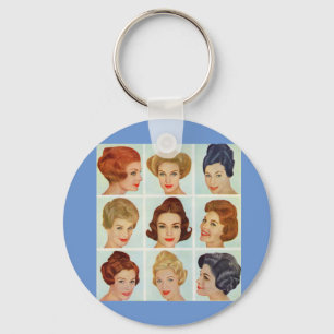 1960s hairstyles grid key ring