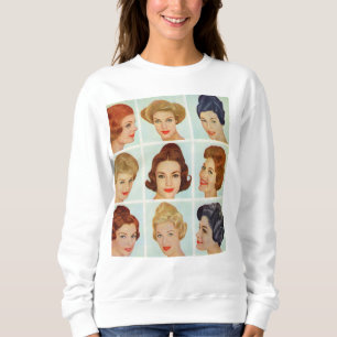 1960s hairstyles grid sweatshirt