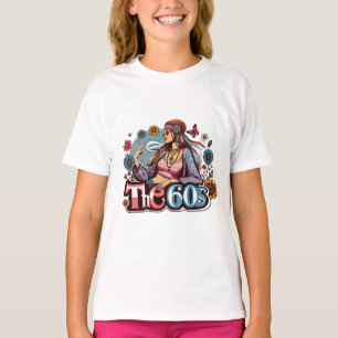 1960s Hippie girl chick peace sign fingers art T-Shirt