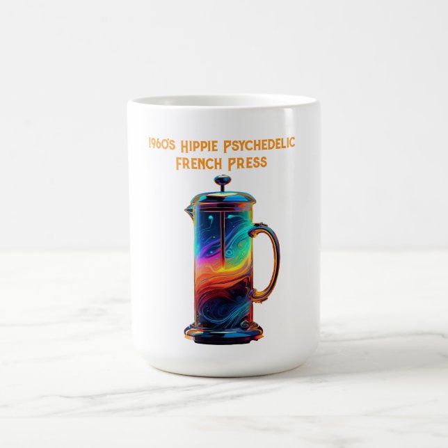 1960's Hippie Psychedelic French Press  Coffee Mug (Center)