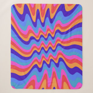 1960s Hippie Trippy Retro Wallpaper Sherpa Blanket