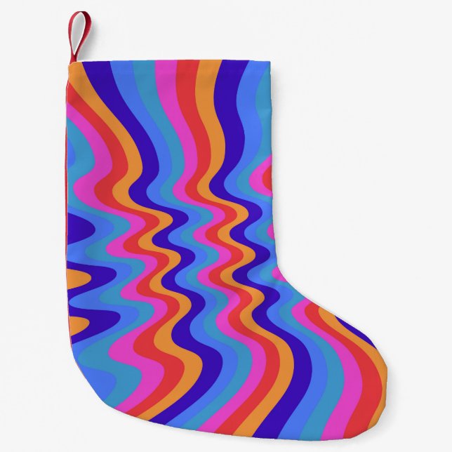 1960s Hippie Trippy Retro Wallpaper Small Christmas Stocking (Front)