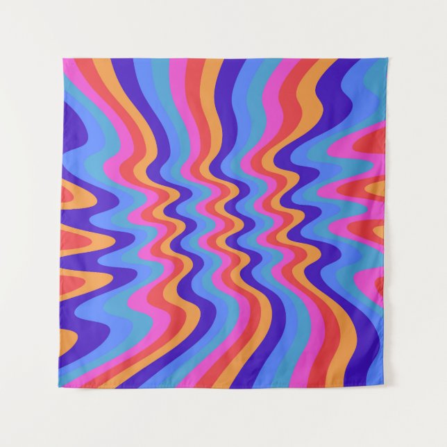 1960s Hippie Trippy Retro Wallpaper Tapestry (Front)