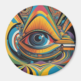 1960s Horror Vacui Psychedelic Artwork Magnet