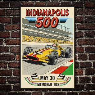 1960s Indianapolis 500 Vintage Wall Poster
