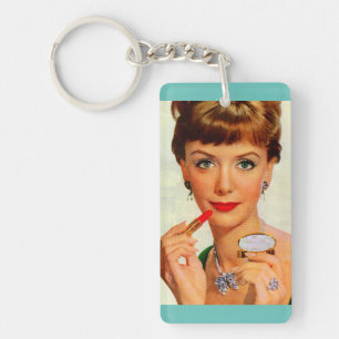 1960s lipstick lady key ring