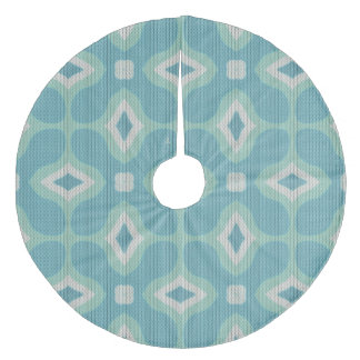 1960s Mod Sweater Pattern - Muted Aqua and Green Fleece Tree Skirt