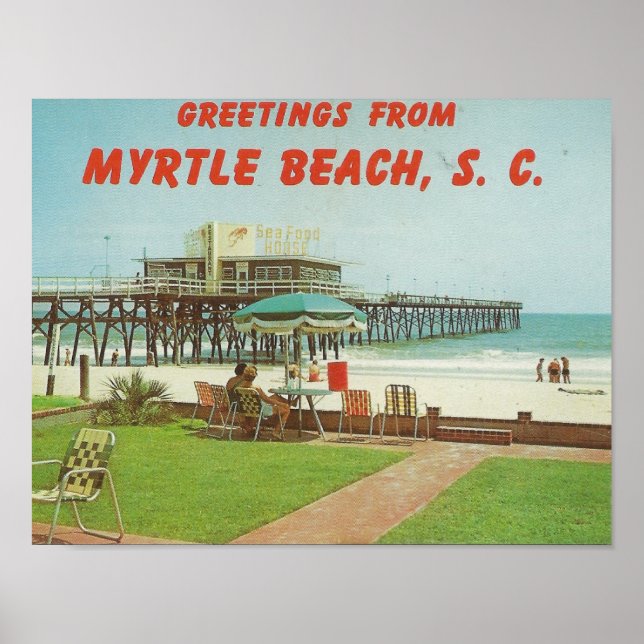 1960s Myrtle Beach, SC postcard Poster (Front)