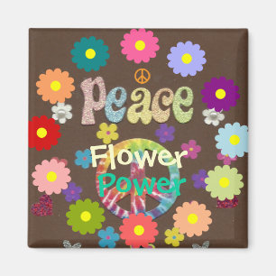 1960s, Peace, Flower Power, retro design Magnet