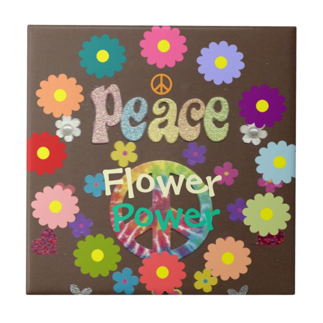 1960s Peace, Love, and Flower Power Tile (Front)