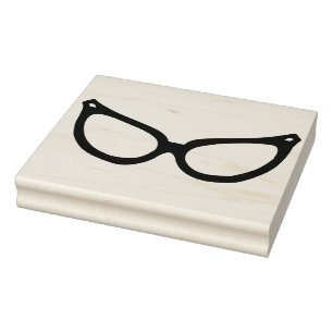 1960s Retro Cat Glasses Rubber Art Stamp