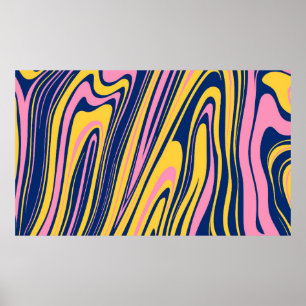 1960s Style Color Waves Backgrounds. Wavy Psychede Poster