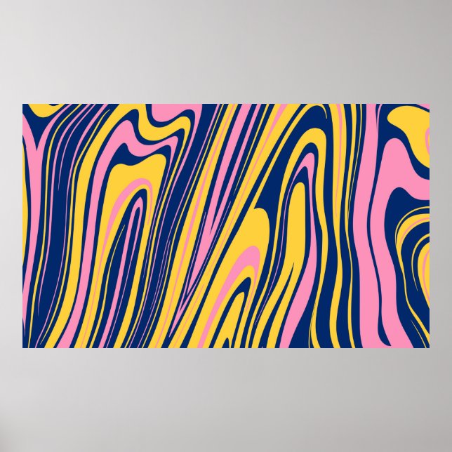 1960s Style Color Waves Backgrounds. Wavy Psychede Poster (Front)