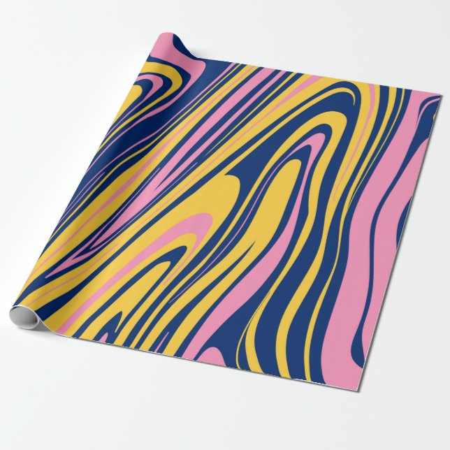 1960s Style Colour Waves Backgrounds. Wavy Psyched Wrapping Paper (Unrolled)