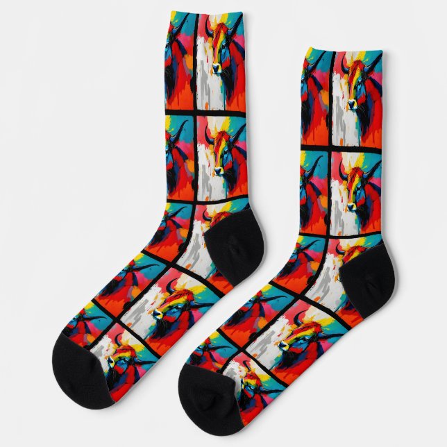 1960's Style Groovy Abstract Bull Socks (Left)