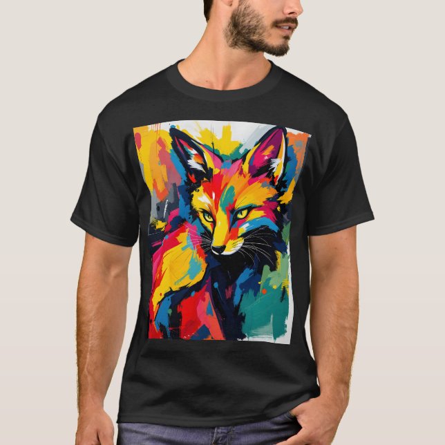 1960's Style Groovy Abstract Fox T-Shirt (Front)