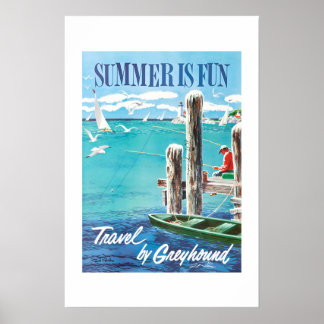 1960s Summer is Fun Seasonal Travel Poster