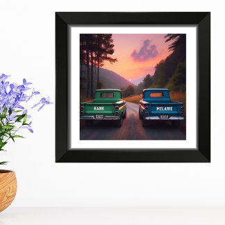 1960s Trucks Nostalgia on Dirt Road Custom Names Photo Print