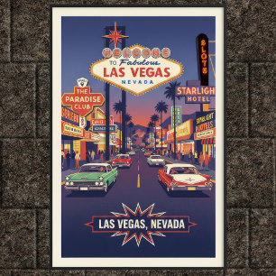 1960s Vintage Las Vegas Travel Poster
