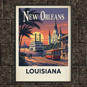 1960s Vintage New Orleans Wall Poster