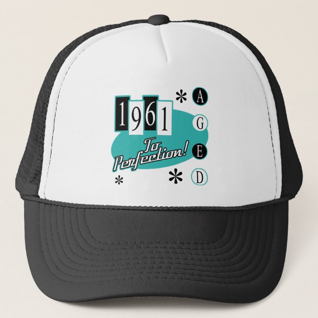 1961 60th Birthday Mid Century Modern Trucker Hat (Front)
